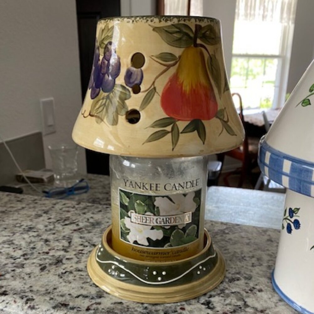 Casa Vero by ACK * BEIGE w AUTUMN FRUIT LEAVES* Ceramic JAR CANDLE SHADE & BASE